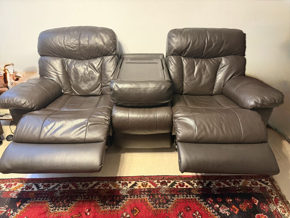 Sofás duo em pele sintetica castanha chocolate