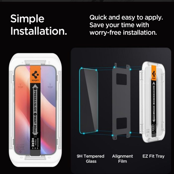 Spigen szkło hartowane Slim do iPhone 16 PRO Łatwy montaż