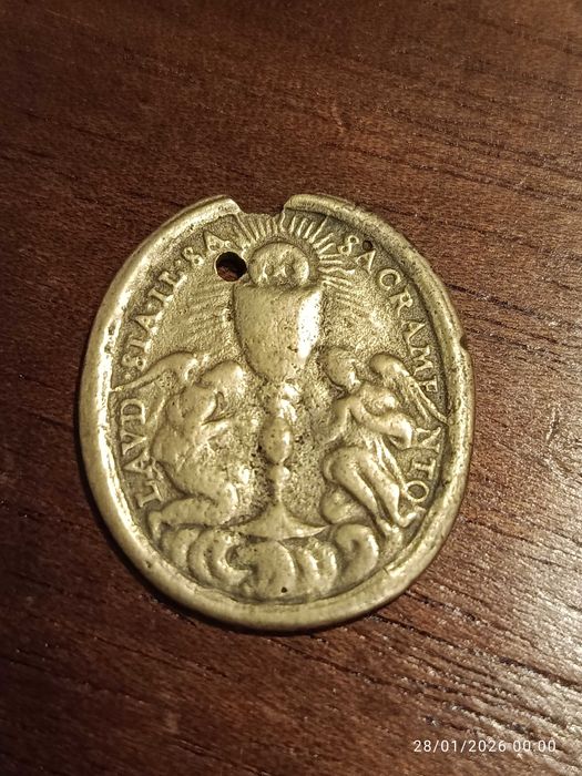 Medalha Verônica Itália séc XVII 3 cm Arte Sacra