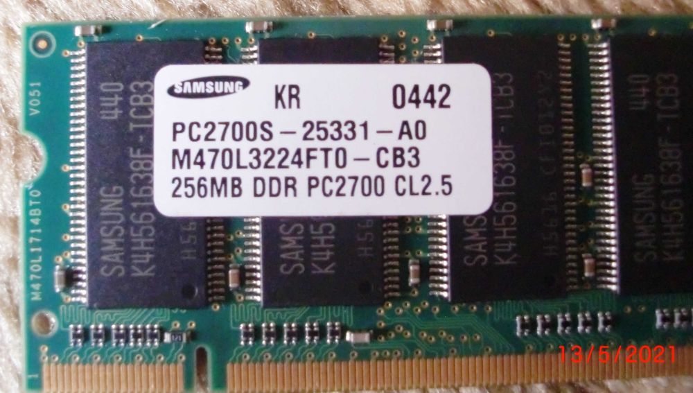 Memória DDR 256MB 333MHz para Portátil64730009689346123