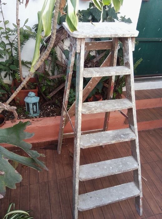 Escadote de madeira antigo