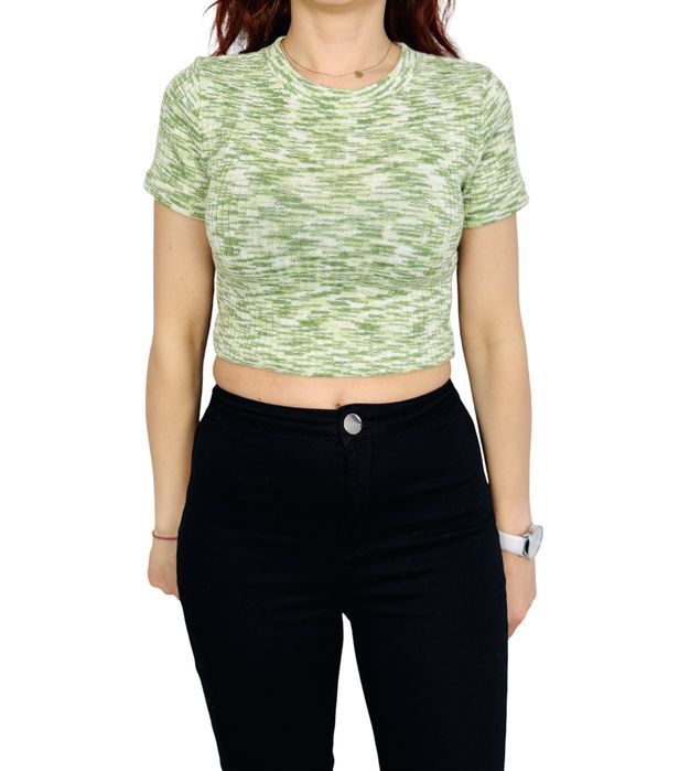 Zielony crop top w prążki XS 34 H&M