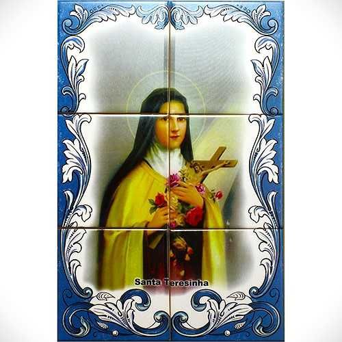 NOVO Painel de Azulejos SANTA TERESINHA 45 x 30 cm Quadro Desenho