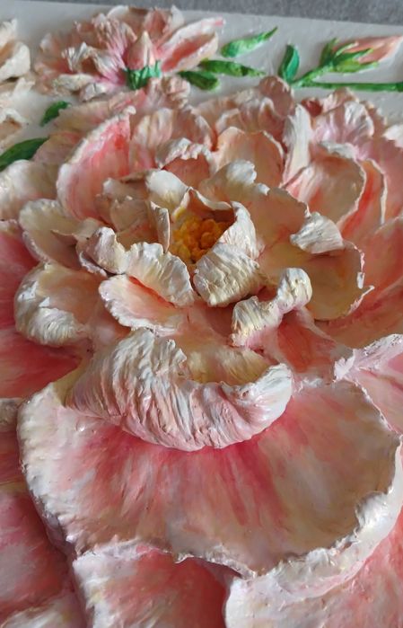 Об'ємна картина «Ніжність півоній» ручної роботи 50×40см