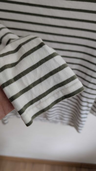 Bawełniana bluzka w paski Joules 38 M – khaki longsleeve, breton, preppy