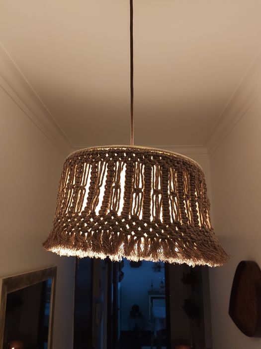 Abajours de candeeiros de tecto em Macrame