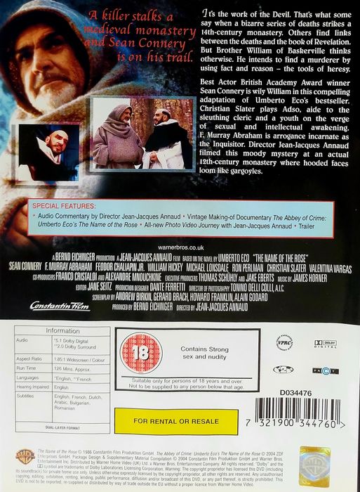 The Name of the Rose (1986) DVD