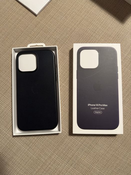 Capa original pele iPhone 14 Promax (roxa escura)