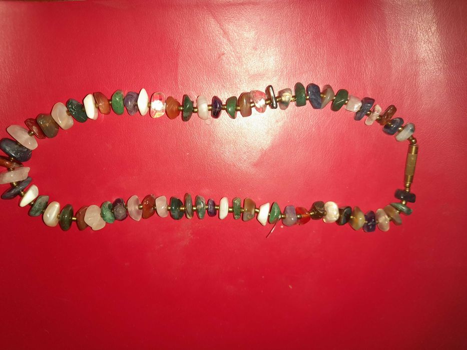 Голубые бусы-ретро, индийские самоцветы