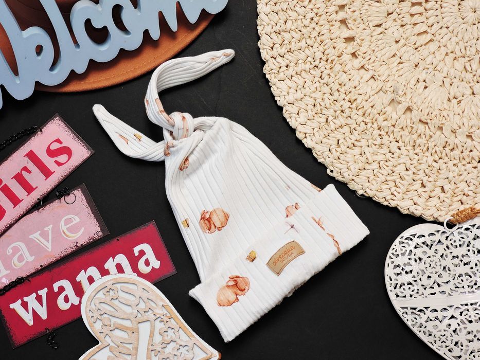 Handmade - czapka prążek , córeczka tatusia r 86/92