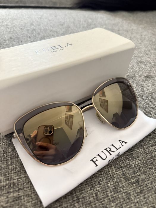 Okulary przeciwsłoneczne Furla zloto brazowe piekne idealne