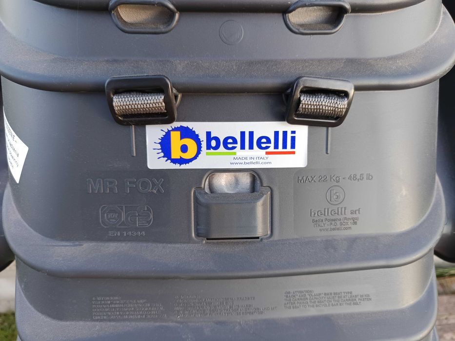Fotelik rowerowy na bagażnik Bellelli MR FOX 22 kg / regulowane oparcie