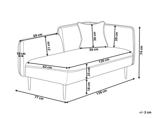 Chaise-longue à direita em tecido bouclé creme claro CHEVANNES