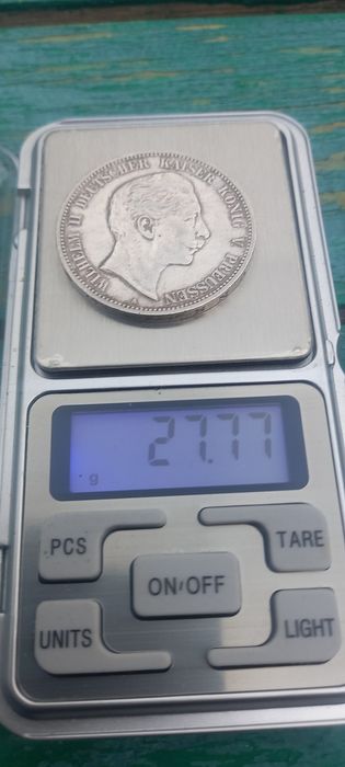 Срібна монета 5 марок 1908 прусія