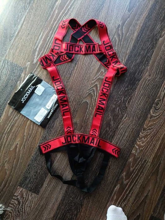 Harness męski jockstrap set jockmail nowy czerwony czarny bielizna