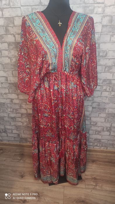 Sukienka Boho indie jedwab S M L Xl 2xl cudo