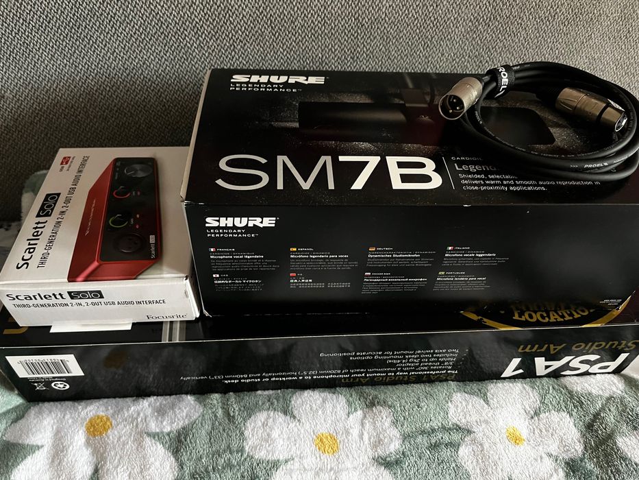 Zestaw studyjny (SHURE SM7B, FOCUSRITE, RODE)