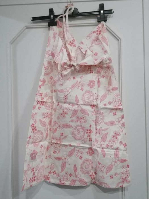 Vestido branco e rosa Quebramar