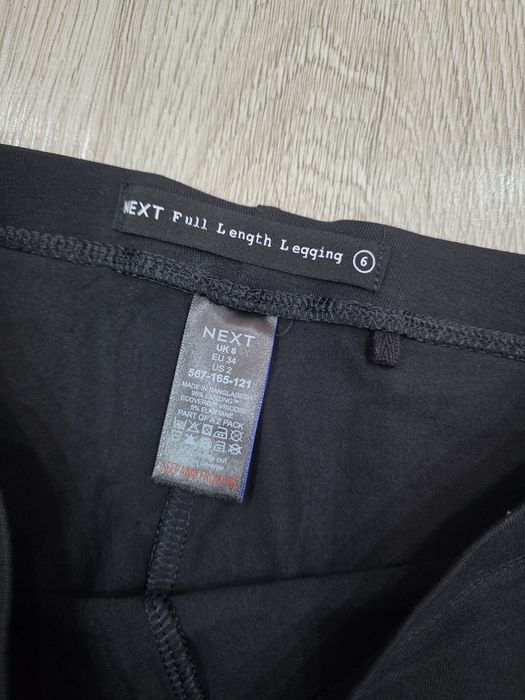 Legginsy 2 pak czarne klasyczne gładkie Next XS