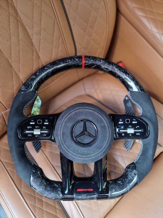 Руль карбоновый Mercedes Мерседес AMG G W463 W464 GLS V167 W167 GLE X167 GLC X254 S W222 W223 E W212 W213 W214 C W205 W206 CLS C257 EQS V297 EQE кермо