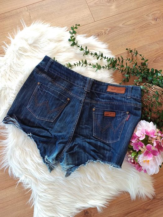 ciemne jeansowe dzinsowe spodenki krótkie shorty szorty damskie 36S