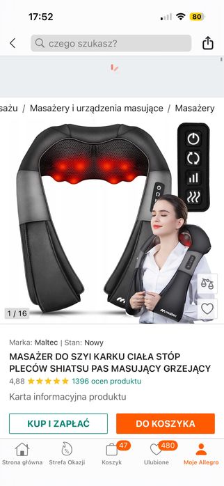 Masażer do szyi plecow z podgrzewajiem