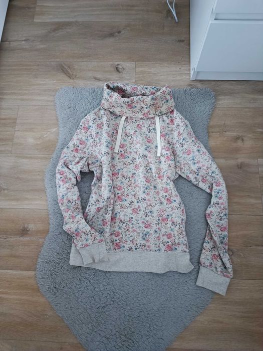 Bluza golf damska XS beżowa w kwiaty ciepła House