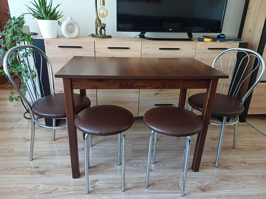 Stół 100x60 + 2 krzesła + 2 taborety- komplet