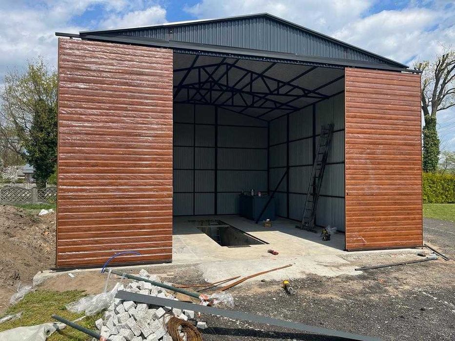 GRAFITOWY Garaż Blaszany | Przesuwna Brama | Wiaty , Hale | - ESSTAL*