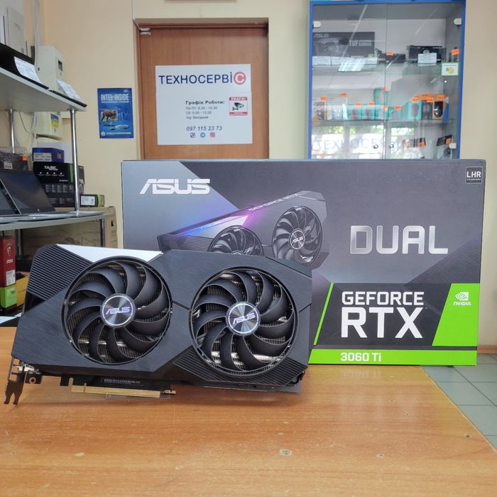 Відеокарта Asus Dual GeForce RTX 3060Ti 8Gb 256bit на гарантії