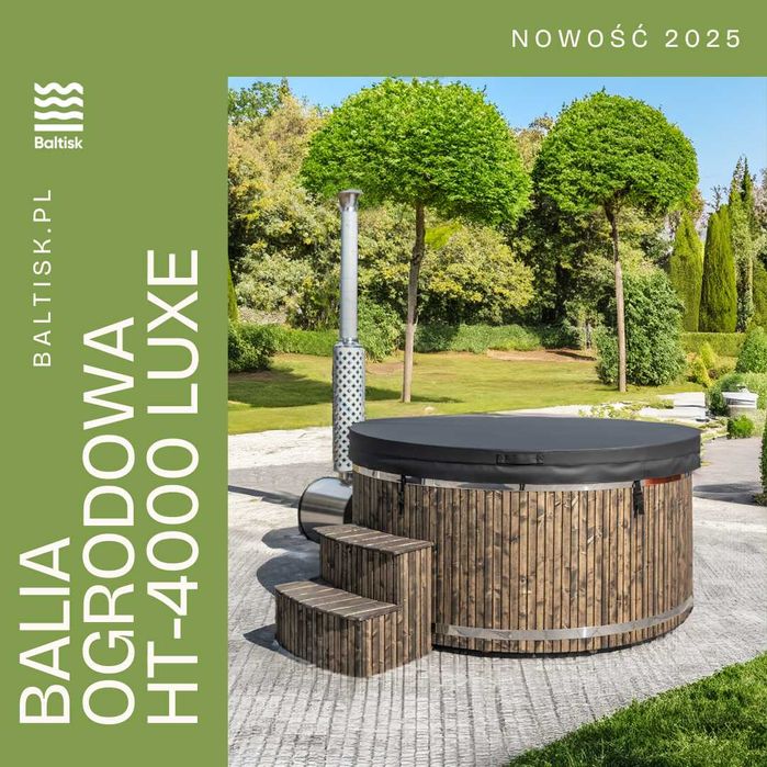 Balia Ogrodowa Nowy model 2025 - hydromasaż jacuzzi LED piec na drewno