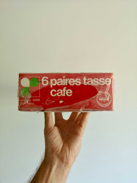 Conjunto de chávenas de café e pires vintage Duralex 2000/Vicasa verde