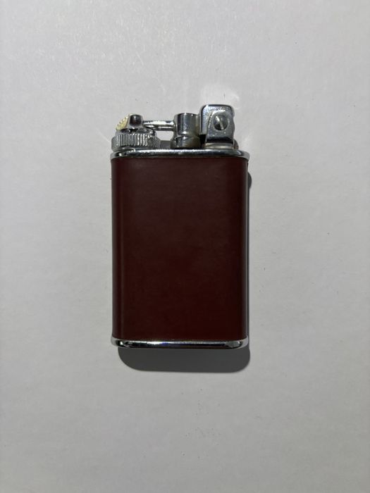 Vintage LANCEL Lighter Covered in Bordeaux Leather, 1950–1980
