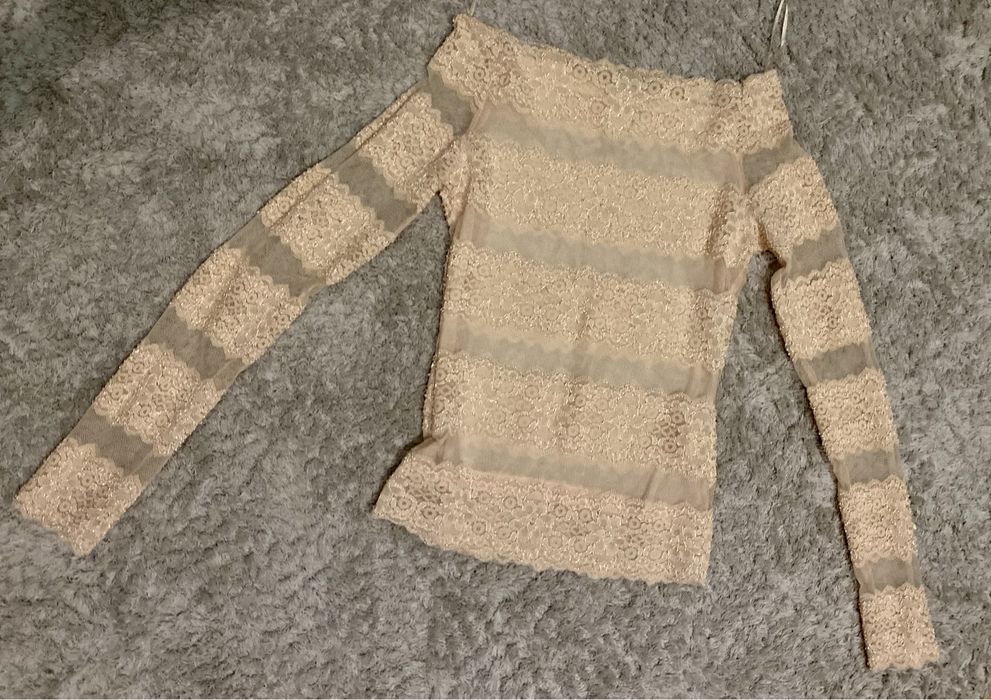 Beżowa koronkowa transparetna bluzka Capsule XS S