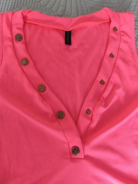 Body prążkowane z napami Ginger Neon Pink