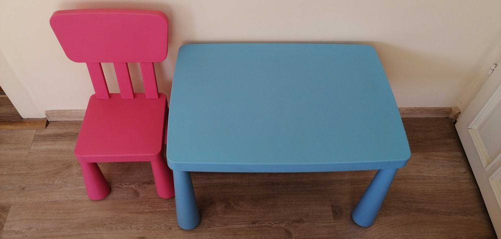 Stolik i krzesło dla dziecka Mammut IKEA Niebieski/Różowy