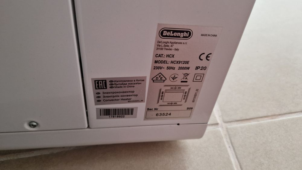 Aquecedor Convector DELONGHI Slim Style Hcx9120e (2000 W)