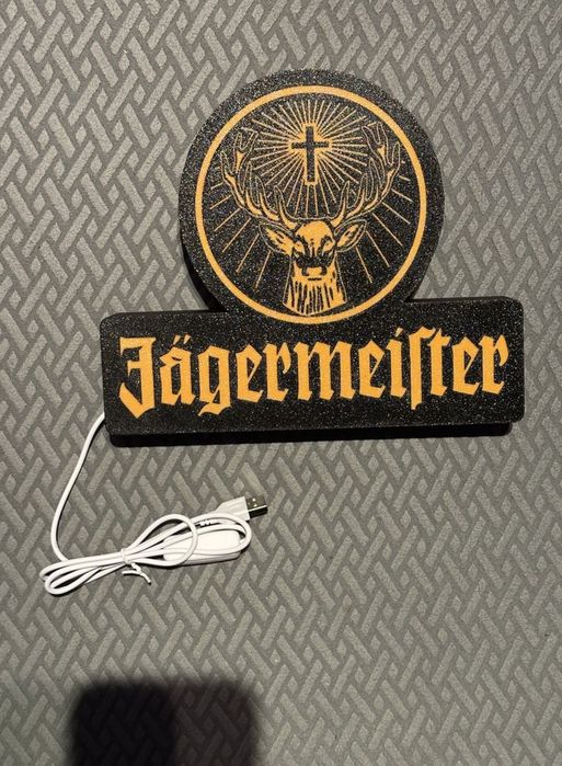 Logo Jagermeister Lampa LED USB, wydruk 3D