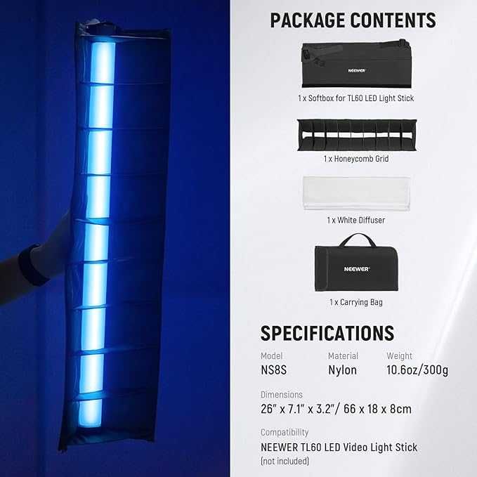 NEEWER NS8S LED Light Diffuser Kit for TL60 Light Stick Softbox
