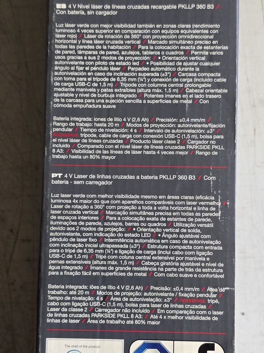 Parkside Laser Nível 4V Akku