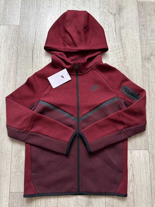 ОРИГІНАЛ! Кофта Nike Tech Fleece Fz Wr Bordo M L XL Kids | HV5867-653