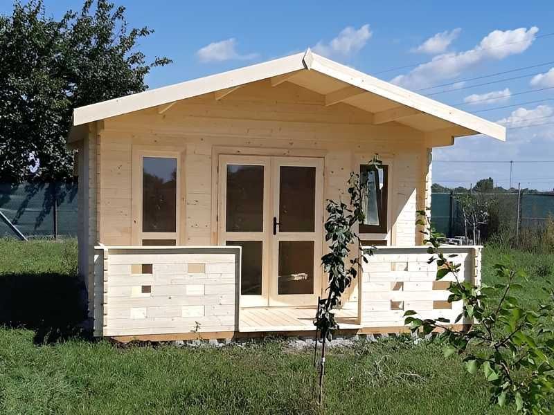 DOMEK ANIA Letniskowy 5x5,9m BAL 44mm z Tarasem PROJEKT NA WYMIAR