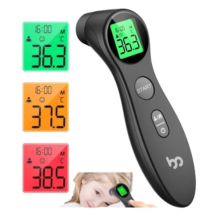 Termometr bezdotykowy na podczerwień czołowy czarny precyzyjny obiekt