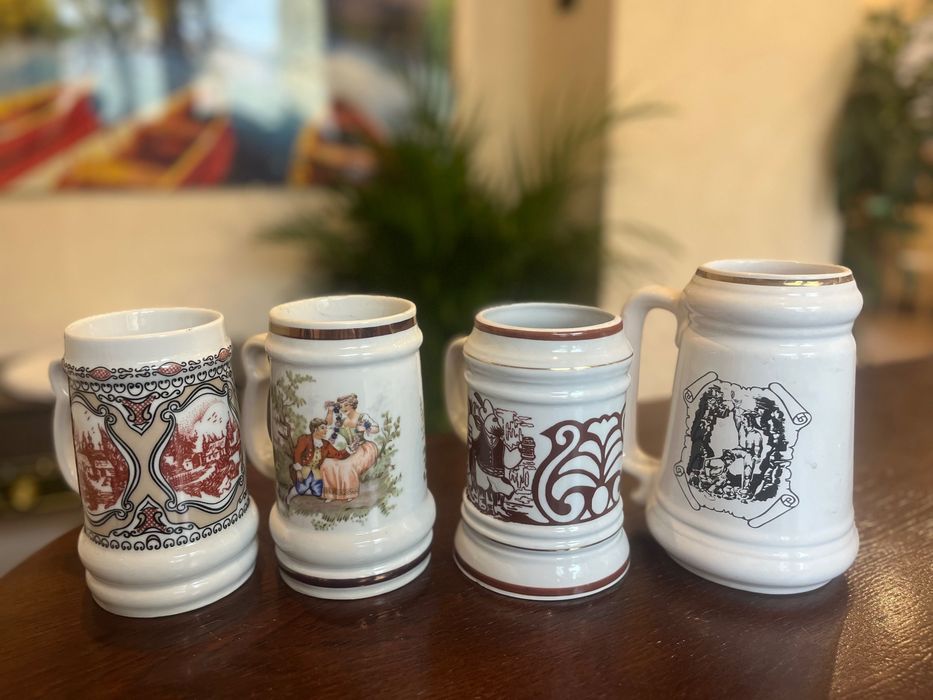 Komplet 4 kufli ceramicznych z nadrukiem