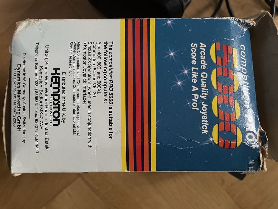 Competition Pro 5000 Joystick Atari Commodore pudelko adapter Spectrum