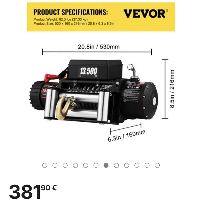 (Novo) Guincho elétrico VEVOR 13500lb/6123kg