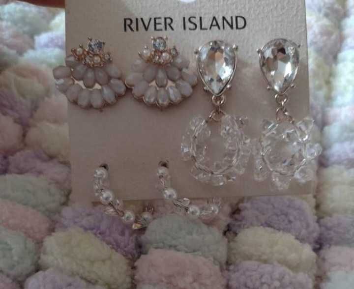 RIVER ISLAND/ Komplet 3 par kolczyków, Kolczyki zdobione/ NOWE