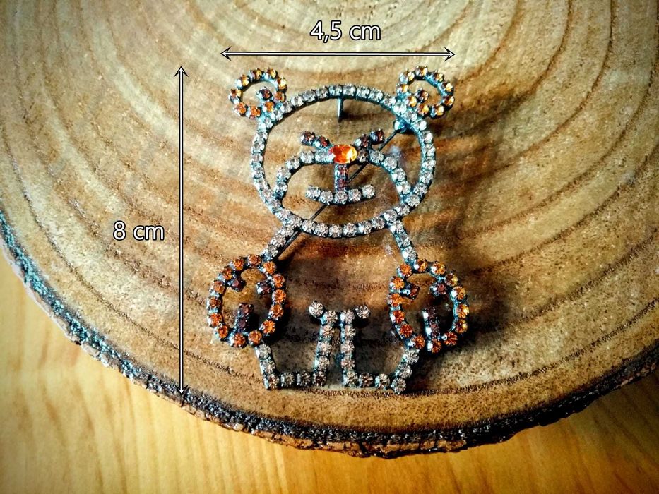 (NOVO, PORTES GRÁTIS) Alfinete de Urso em Dourado e Tons Quentes