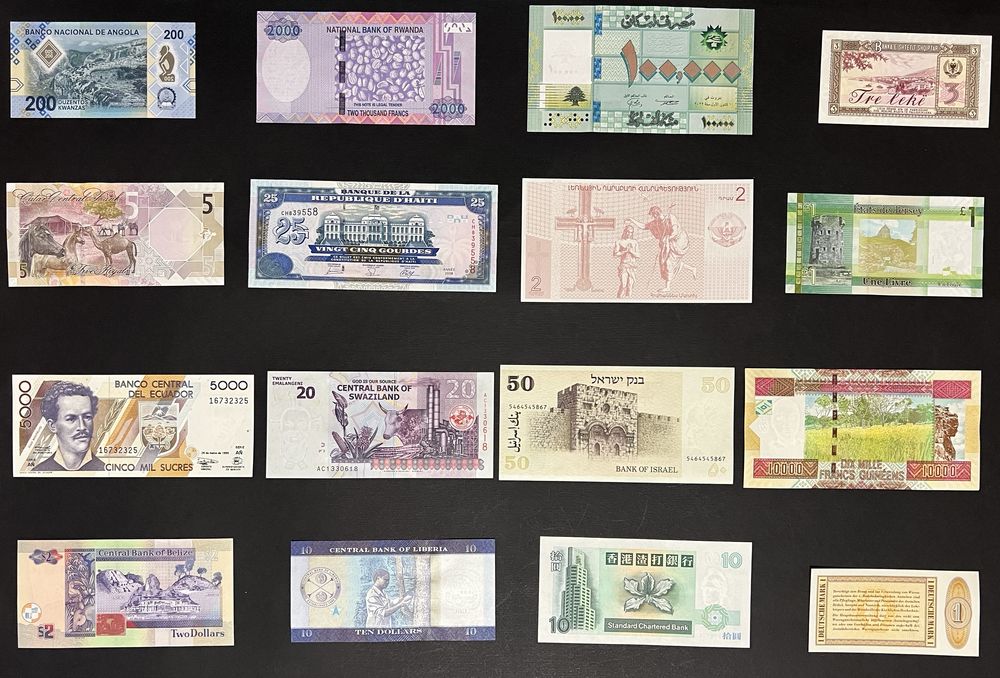 Банкноти купюри країн світу вартістю від 150 до 200 грн