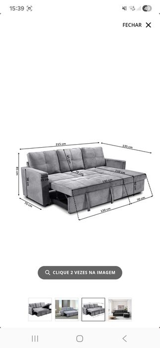 Sofá com chaise 3 lugares
